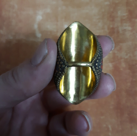 New Tribal Lapis Lazuli & Coral Silver Brass Statement Ring. - Picture 4 of 8